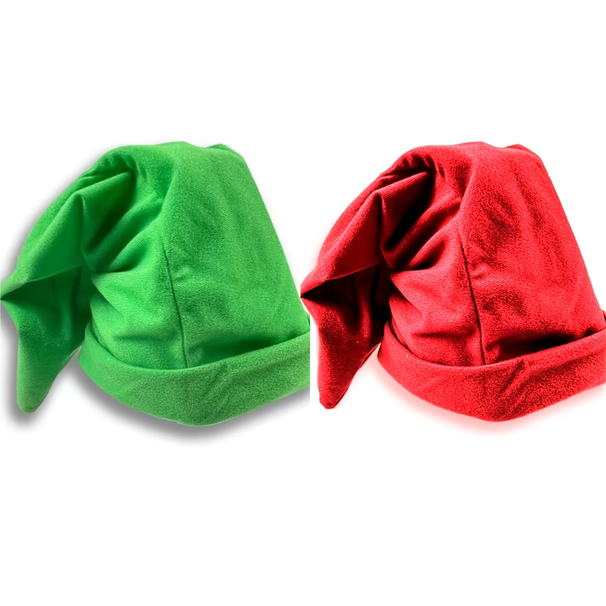 TEMU 2pcss Christmas Elf Pointed Hat Red Green Solid Color Gnome Hat Christmas Party Performance Holiday Cos Christmas Eve Family Gathering Studio