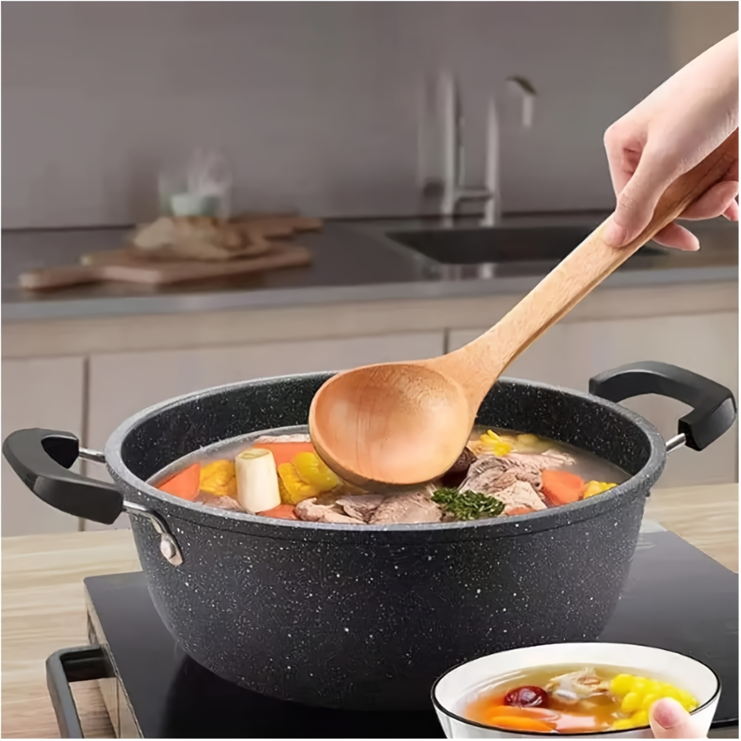 TEMU 1 30cm Maifan Stone Soup Pot, Easy To Clean, Suitable For Making Soups And , Compatible With Gas Stoves And Induction Cookers, Suitable For Home