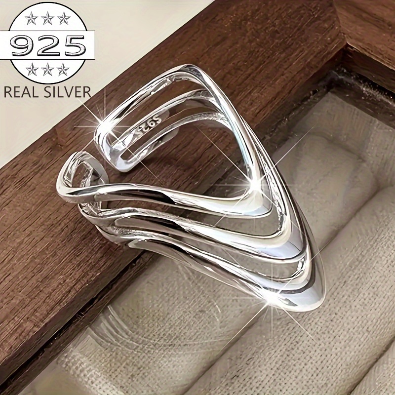 

Korean Fashion Ring With S925 Pure Silvery, Small-scale Design, Multi-layered, Trendy, Hip-hop, And , Approximately 5.6g