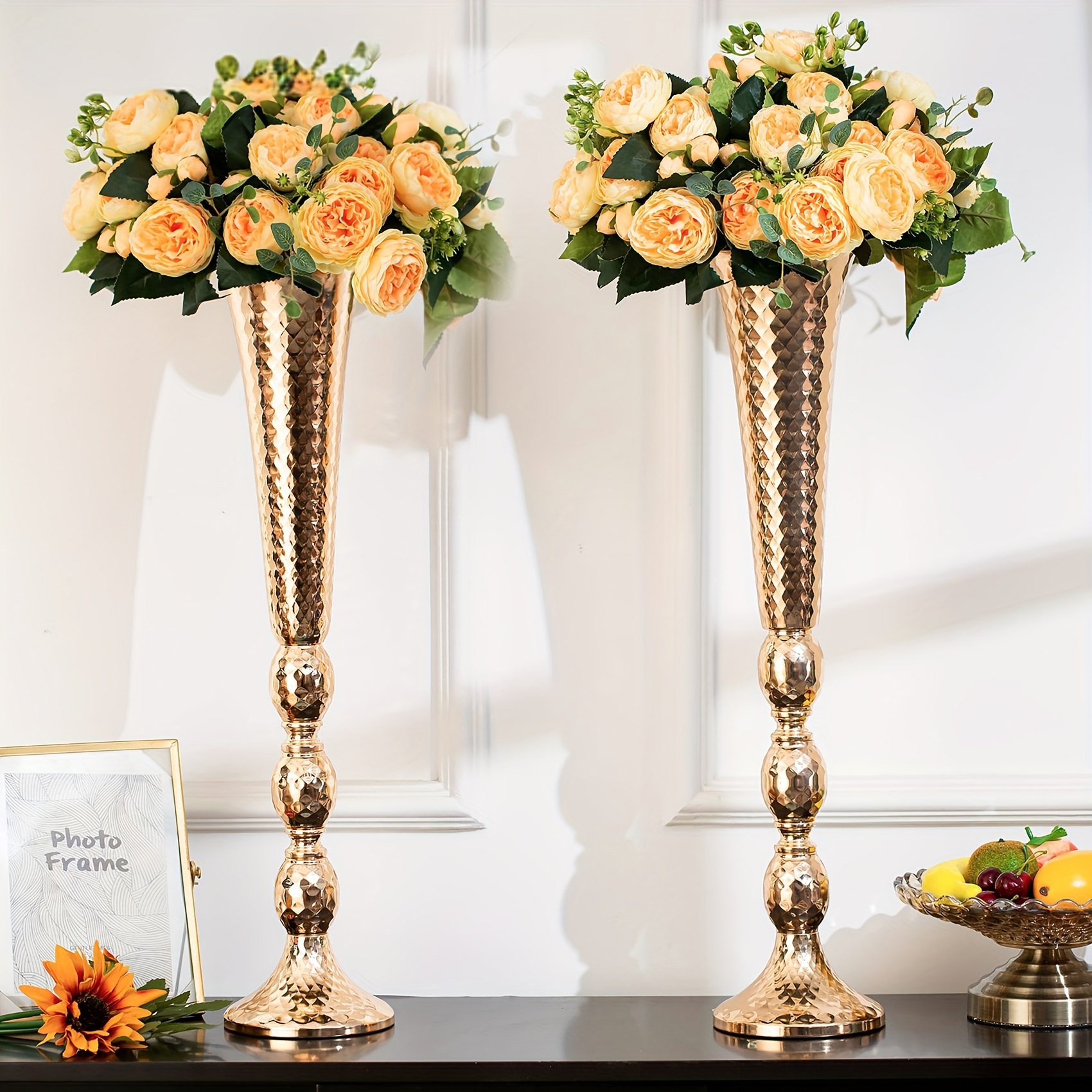 

10 Pcs Centerpieces For Wedding Table, 24in Tall Metal Trumpet Vase, Flower Vases For Party Dinner Centerpiece Event, Road Lead For Anniversary Ceremony Birthday Aisle Home Decoration