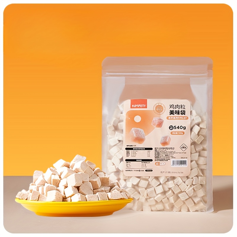 TEMU 500g (17.63oz) Freeze-dried Chicken Flavored Cat Treats - Low-fat, High-protein Snacks For Cats, Bagged For Freshness, Healthy & Pet