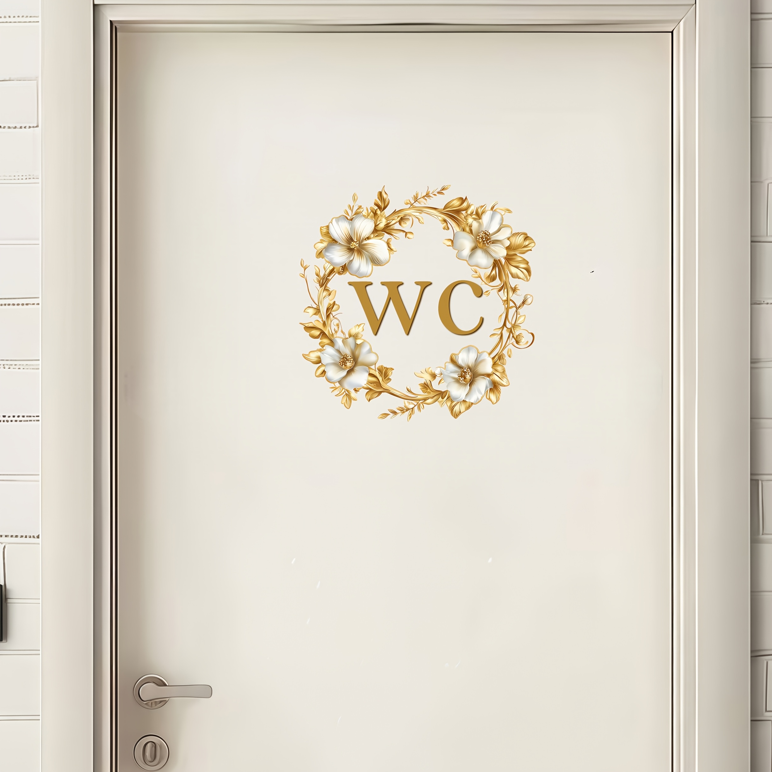 TEMU 1pc Minimalist Golden Floral Toilet Sticker, Bathroom Toilet Decoration Self-adhesive Decal Sticker Personalized
