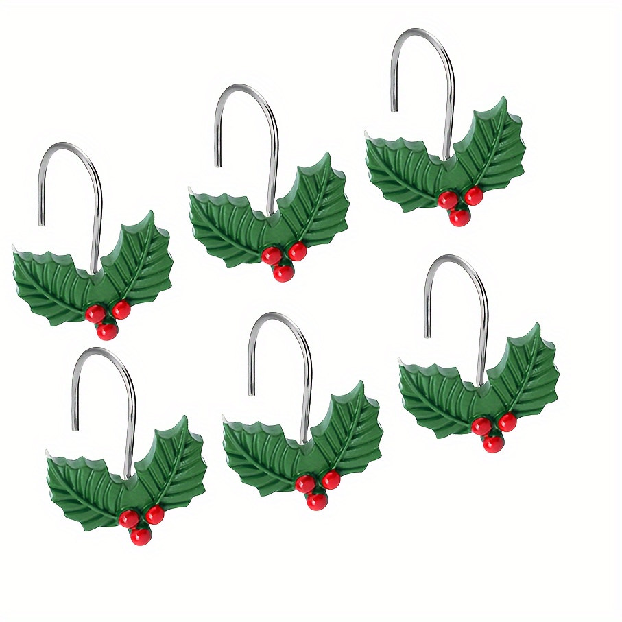 

12pcs Christmas Metal Shower Curtain - Bathroom Decor Accessories