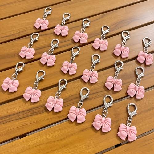 20pcs pink bow keychain bulk set elegant wedding favors for guests bridal shower alloy metal keyring for women anniversary gift fashion bag charms additions graduation celebration trinket