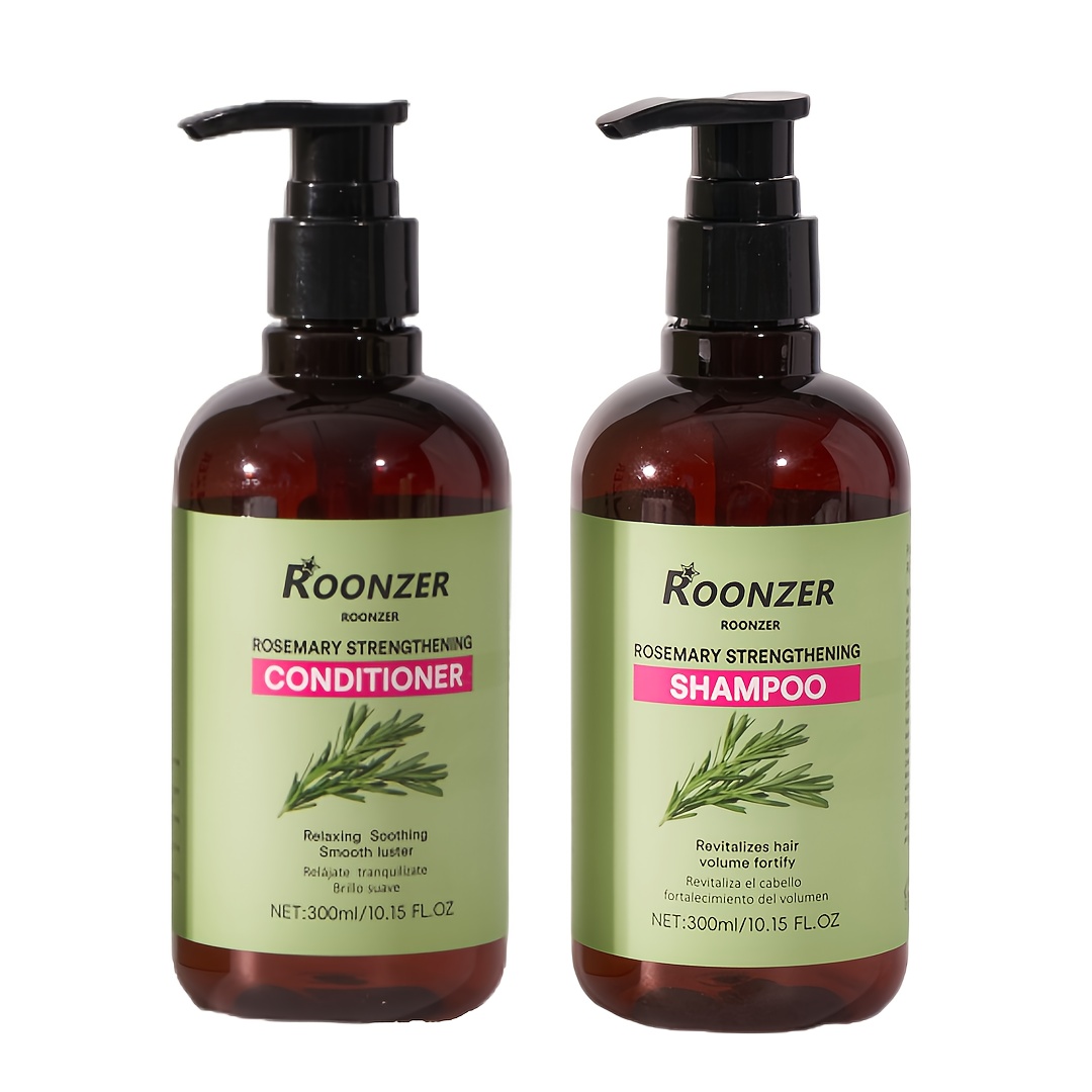 Image of 2pcs Of Rosemary Shampoo Conditioner Set 600ml For Hair Moisturizing-gentle Care Hair And Relaxing 300ml*2 Bottles Unisex Christmas Gift