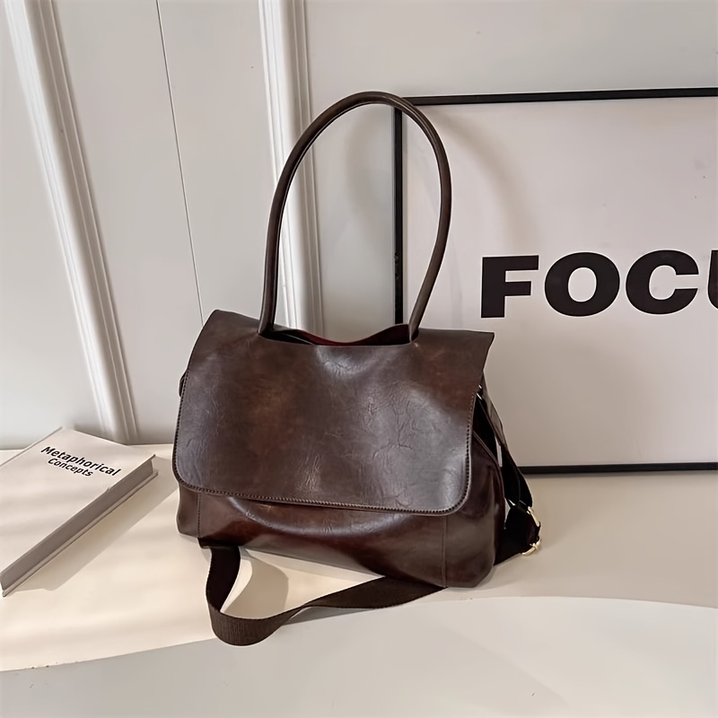 Temu – TEMU Leather Satchel For Vintage Top Handle Handbag Retro Crossbody Handbags Purse