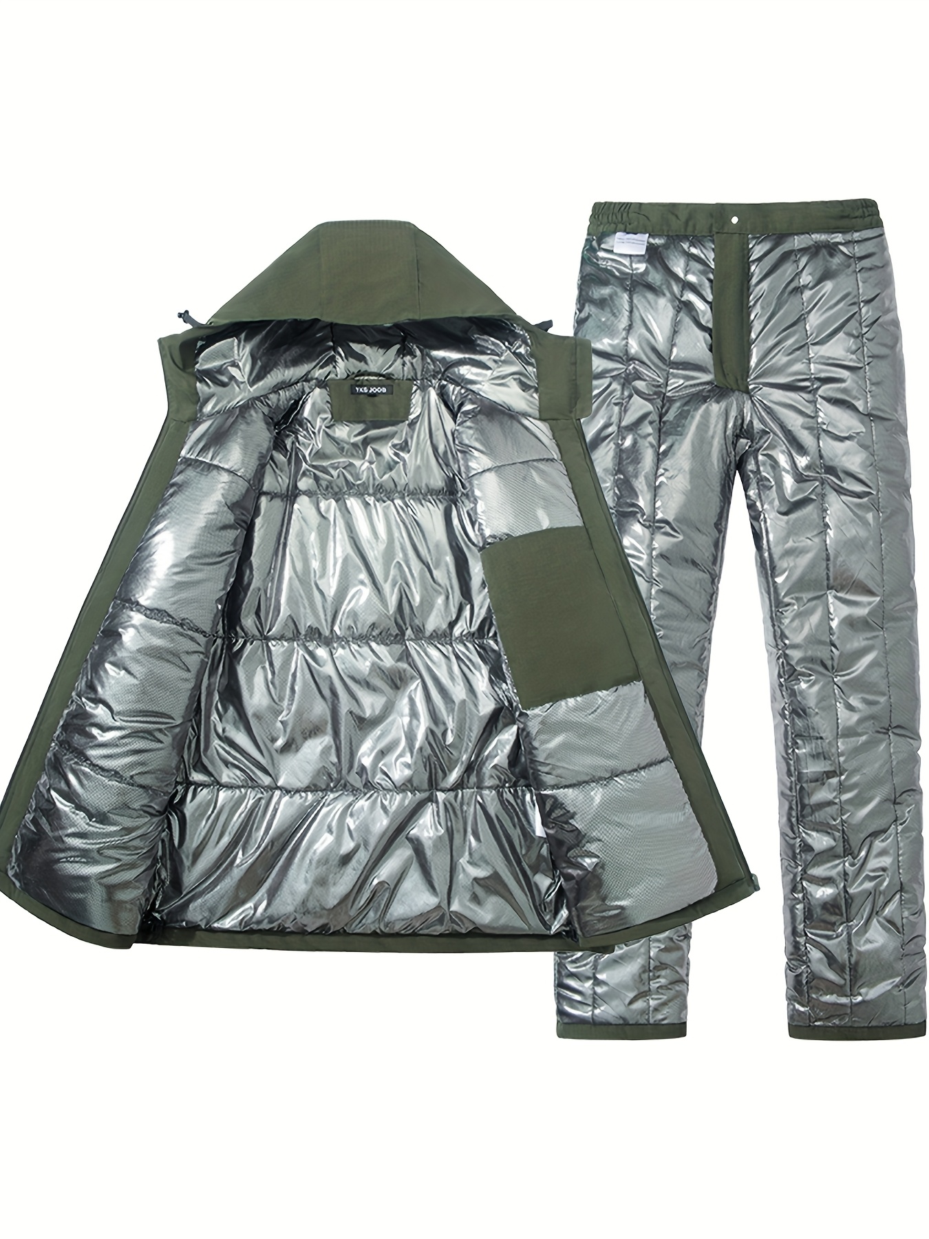 Men's Thermal Reflective Jacket & Long Pants Set for Winter