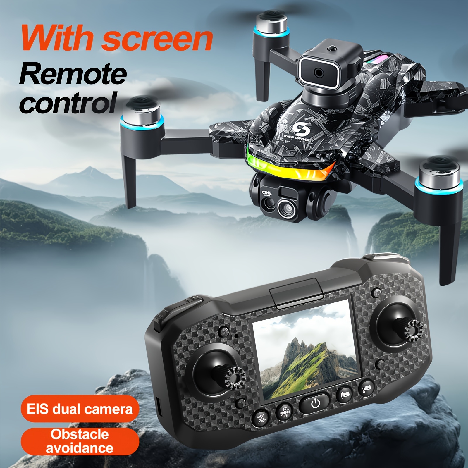 S160 Foldable Quadcopter Drone with Dual 720P Cameras, Obstacle Avoidance, 30 Min Flight, WiFi App Control & Remote, Portable Design for Beginners, Includes Carrying Case & Scredriver - Outdoor Drone Gift