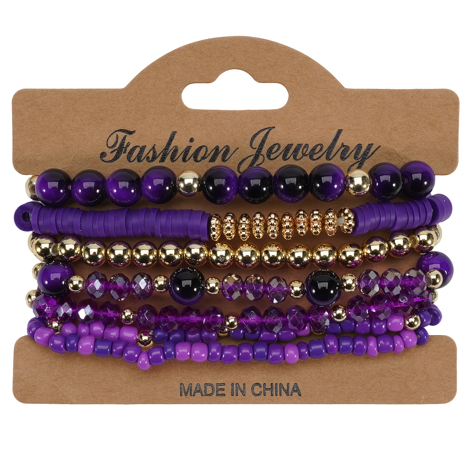 TEMU Bracelet bohème multi-couche élastique avec perles et chaîne