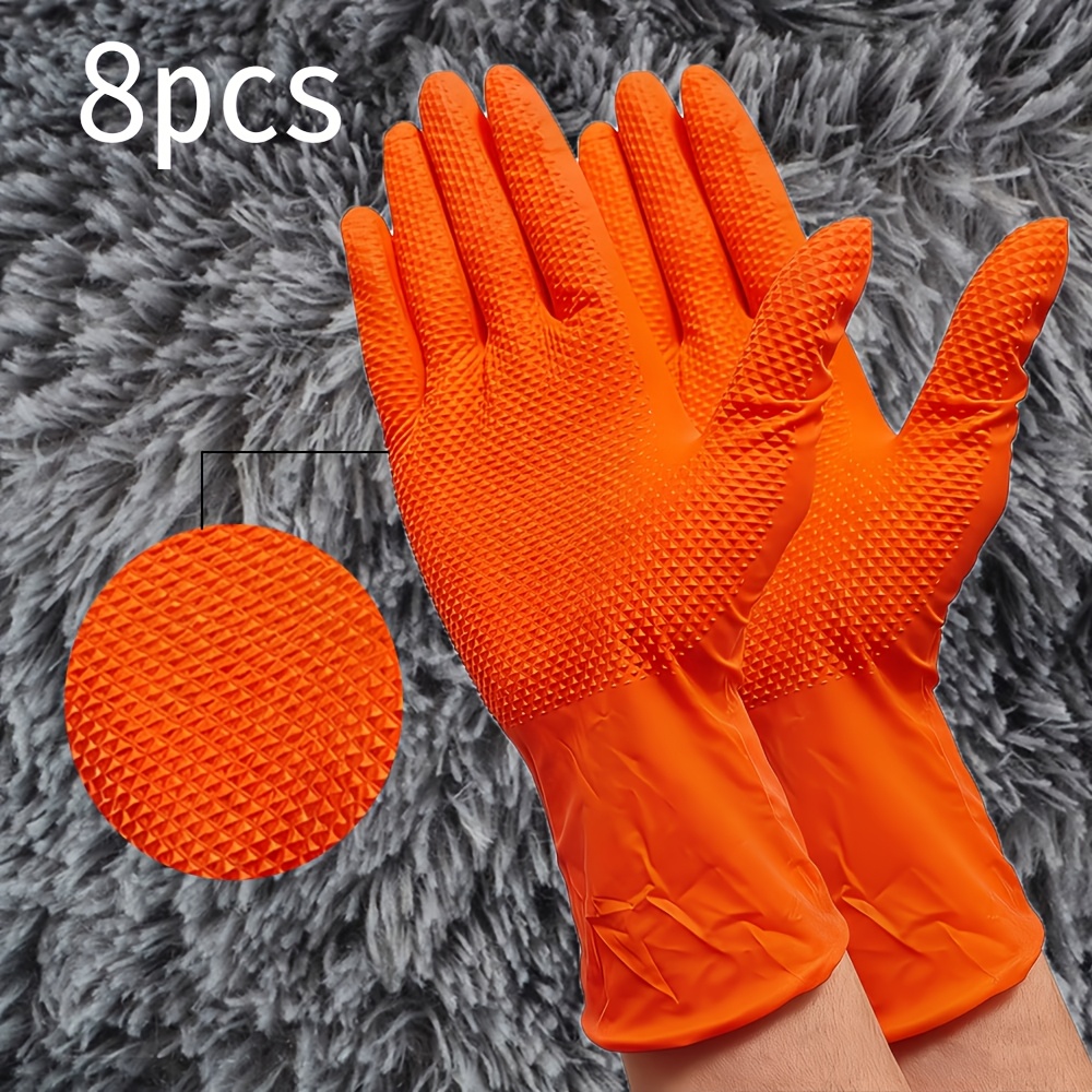 8pcs cleaning gloves thickened raised diamond patterned nitrile gloves thickened     xl size powder free and free suitable for car cleaning outdoor toilet kitchen and home cleaning car wash gloves    