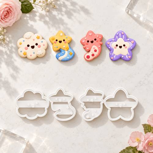 4pcs starry polymer clay cutter starry clay molds starry shaped clay molds suitable for christmas halloween daily scene jewelry making tools craft supplies creative pendant cutters