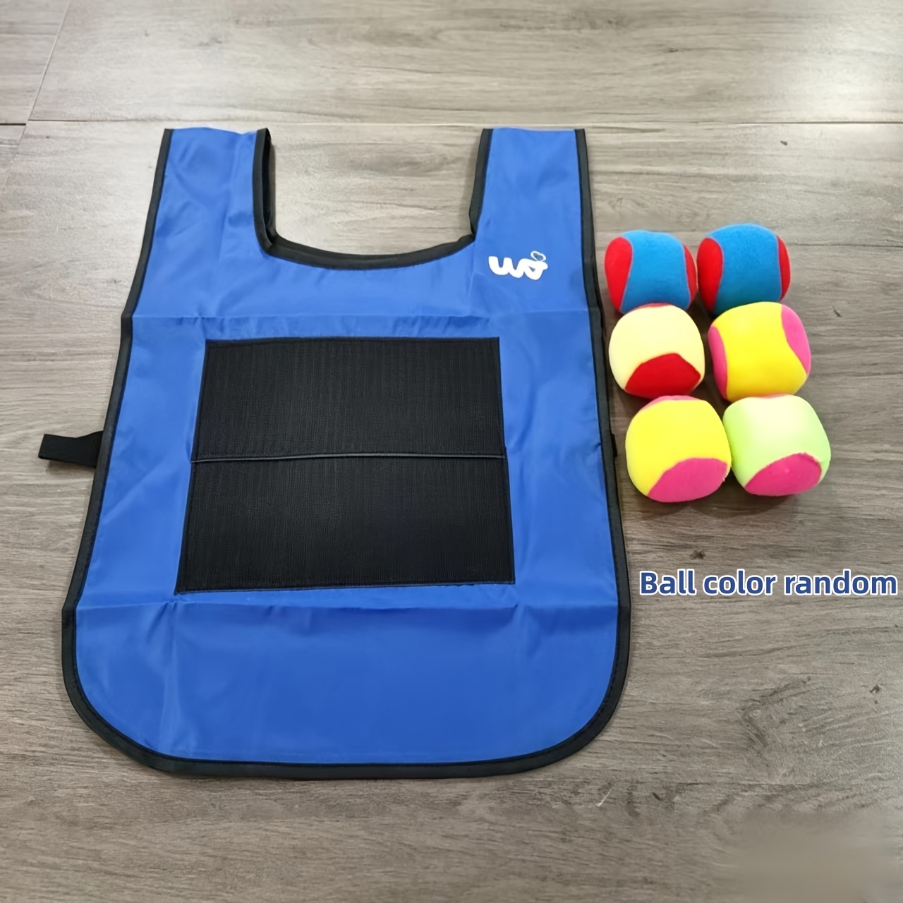TEMU 7pcs For Family Fun Sticky Ball Game 1 Vest And 6 Balls Random Colors, Throw And Sticky Ball Bean Bag Toss Game, Suitable For Outdoor Group