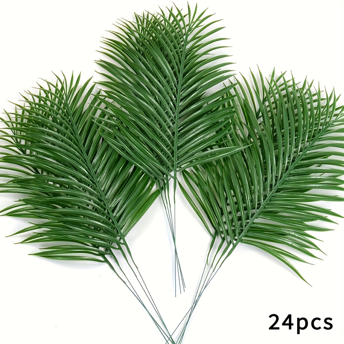 Image of 24pcs Artificial Leaves With Stems Palm Leaves Decoration Leaves For Hawaiian Luau Party Birthday Spring Summer Wedding Theme Decorations