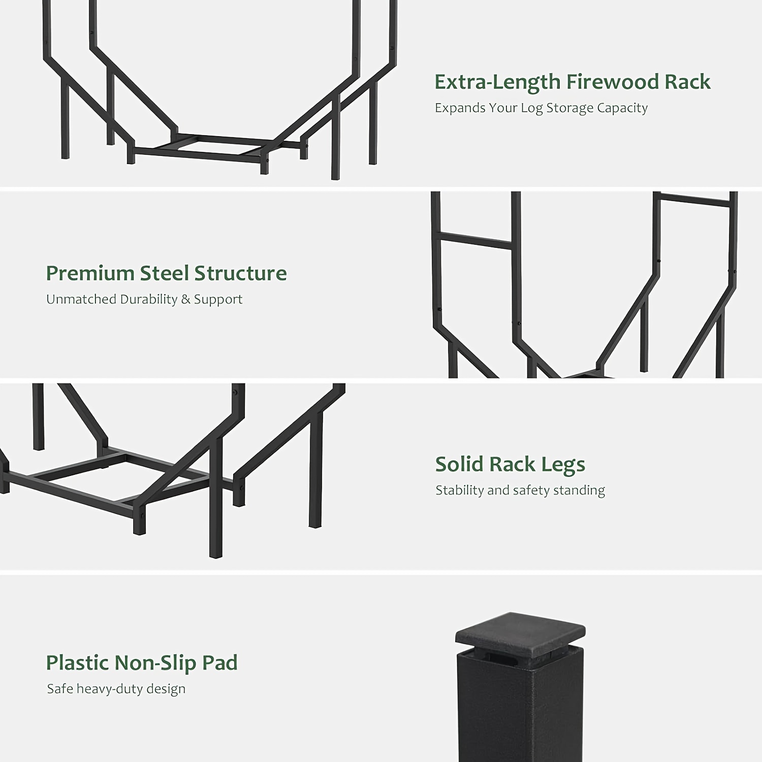 heavy duty adjustable metal firewood rack holder powder coated corner shelf organizer for indoor outdoor use space saving fireplace log stacker stand with sturdy base firewood storage for patio fireplace wood pile organization firewood holder powdercoated   durable construction     rustresistant material home organizers 1