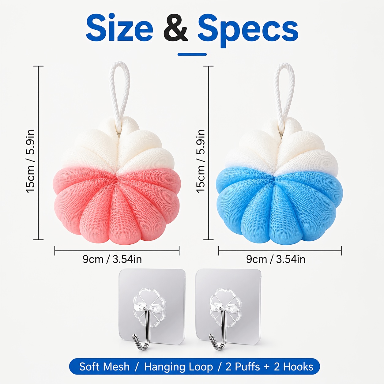 4pcs Set of Dual-Color Mesh Bathing Balls with Hooks