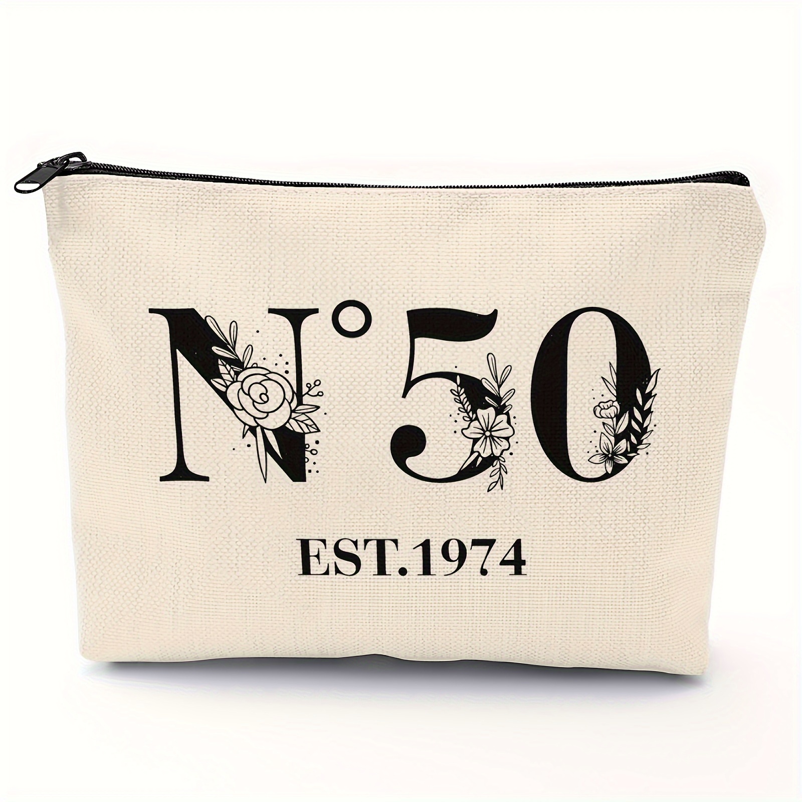 

Happy 50th Birthday Makeup Bag - Inspirational Cosmetic Pouch For Women, Mom, Grandma, Aunt, Coworker - Perfect Gift For