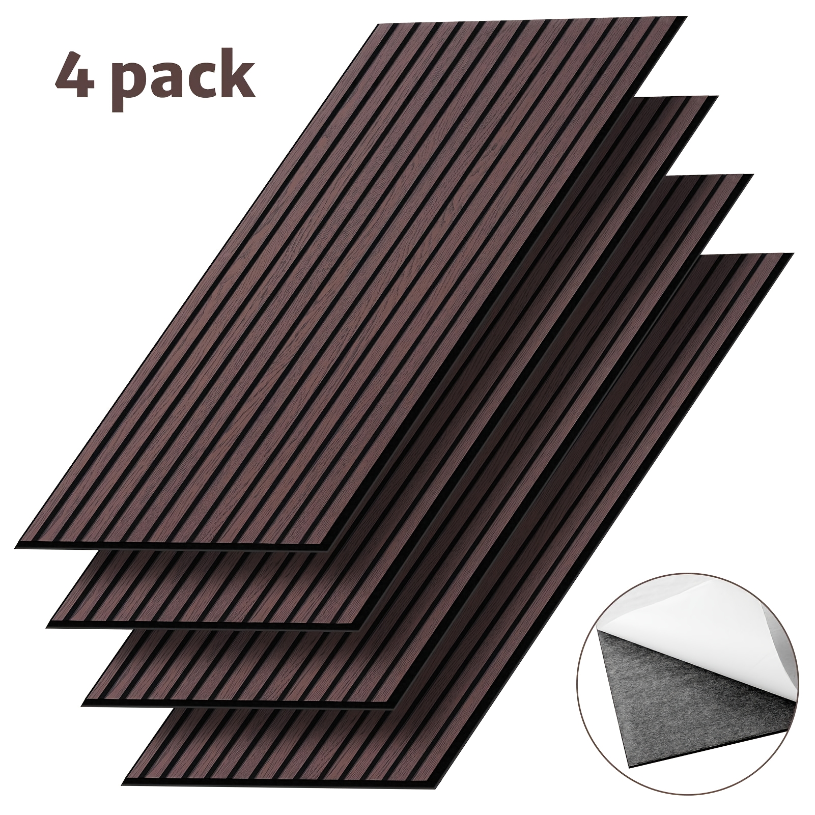 TEMU 4pcs Self-adhesive Sound-absorbing Panels, Self-adhesive Soundproofing Panels, Made From High-density Polyester Fibre With A Realistic Woodgrain