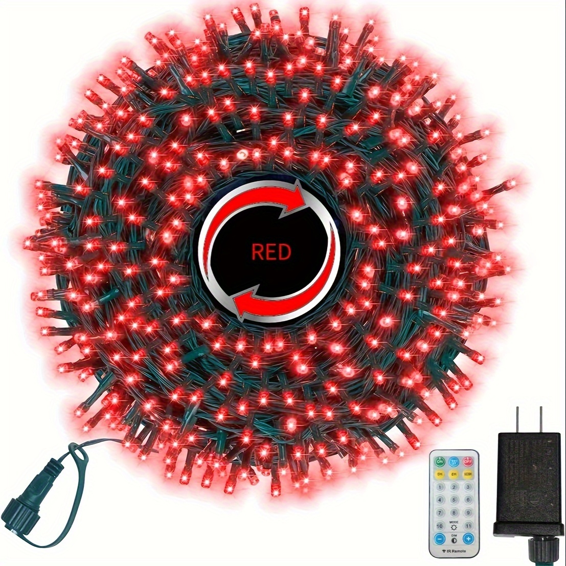 

500 Led String Lights Outdoor, 11 Modes Plug In Twinkle Fairy Lights For Bedroom, 46ft 500led Christmas Lights Cluster Lights Outdoor Green-red