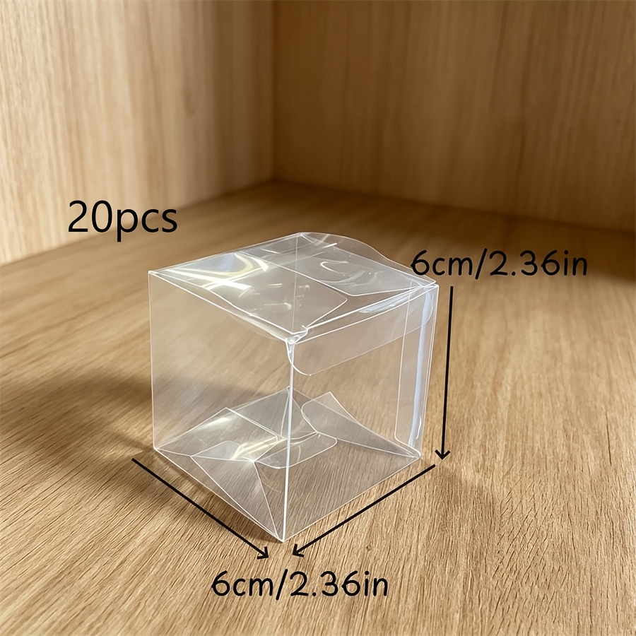 20pcs Plastic Pvc Transparent Square Boxes, Dust-proof Protective Folding Boxes, Exquisite Gift Storage Boxes, Packaging Boxes, Jewelry Display Boxes