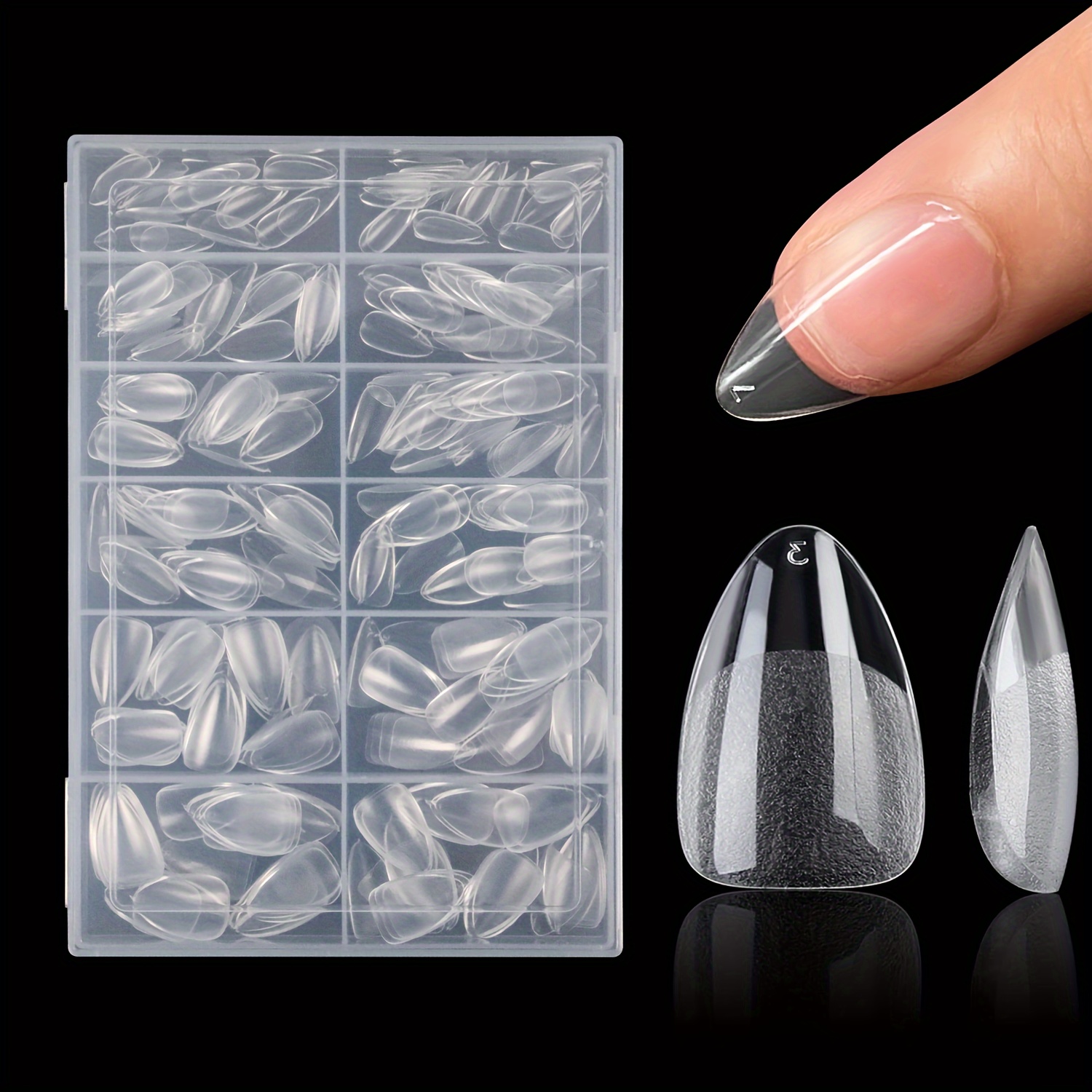 

Short Gel X Nail Tips Almond Shape 240pcs Soft Press On Fake Nails Pre Etched For Women Home Almond Nail Extension Full Cover, 12 Sizes Acrylic Gelly Tips