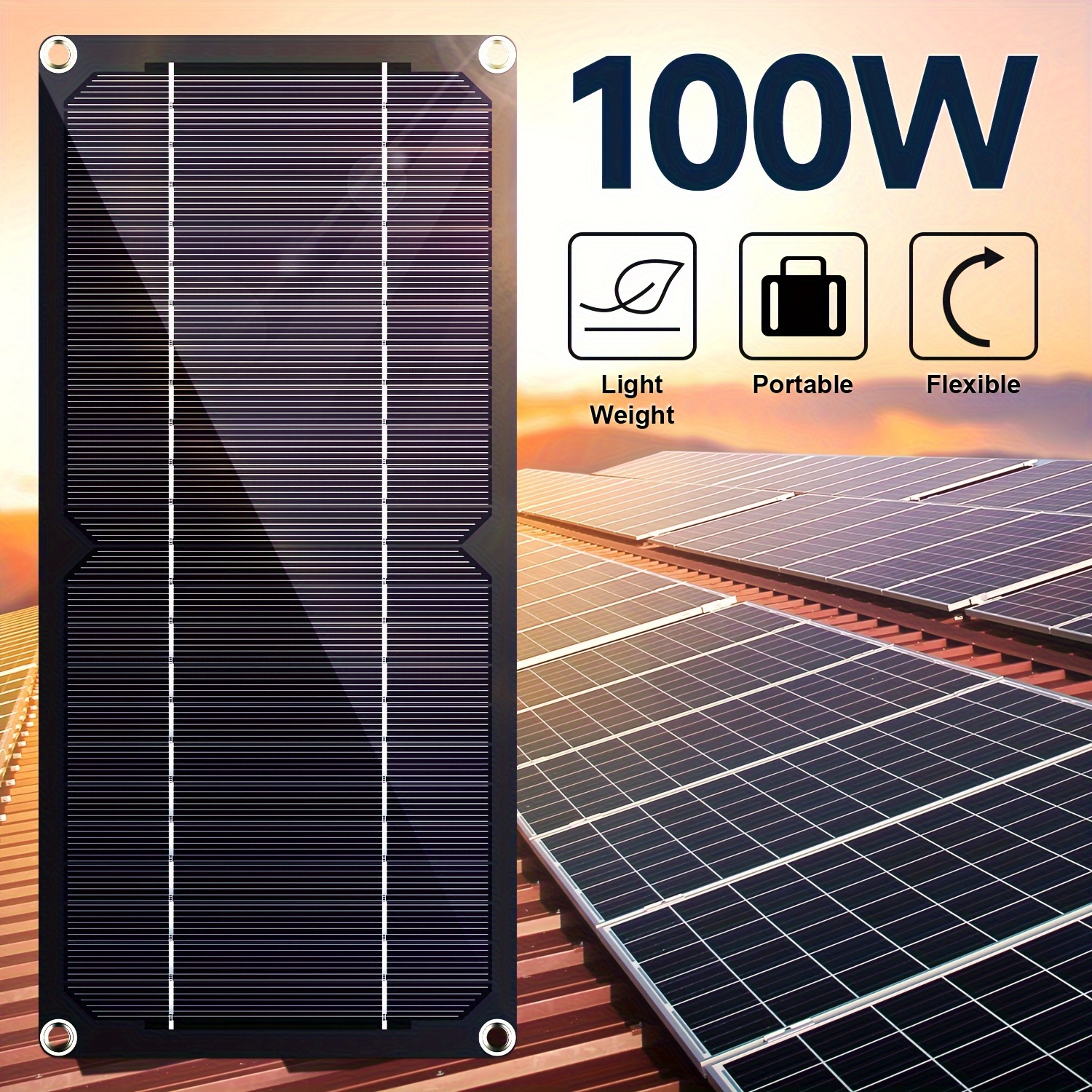 

Wilgoon Flexible 100w Solar Panel Trickle Charger Battery Maintainer With