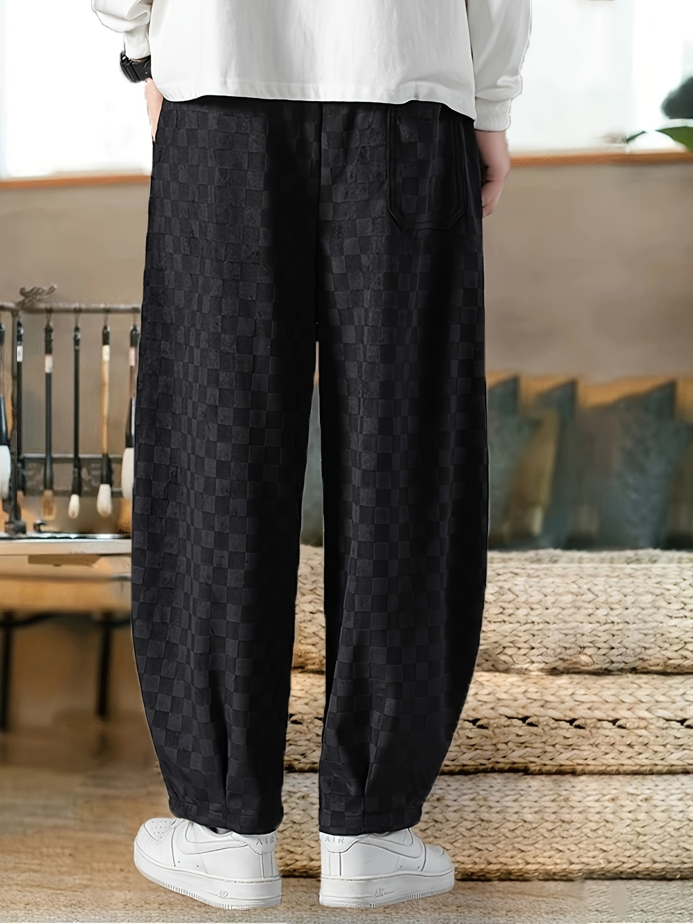 mens casual corduroy wide leg pants loose straight leg - Temu