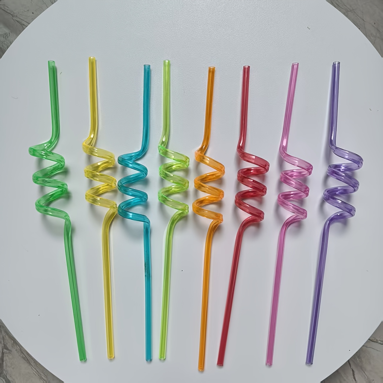TEMU 24pcs Multicolor Spiral Straws, Long Plastic Fun Drinking Straws, Silly Straws, Colorful Straws For Cocktails, Birthday Parties, And Beverages
