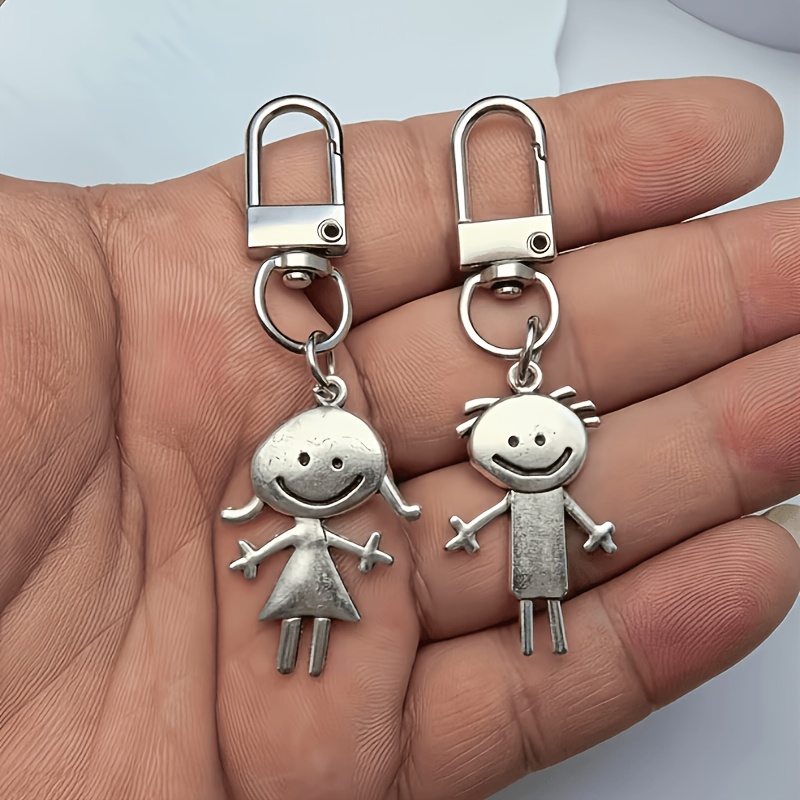 TEMU 2pcs Smiling Couple Theme Keychains - Suitable For Keychains, Backpack Clips, Car Key Chain Charms, Bag Charms, Decorations, Perfect Gift For