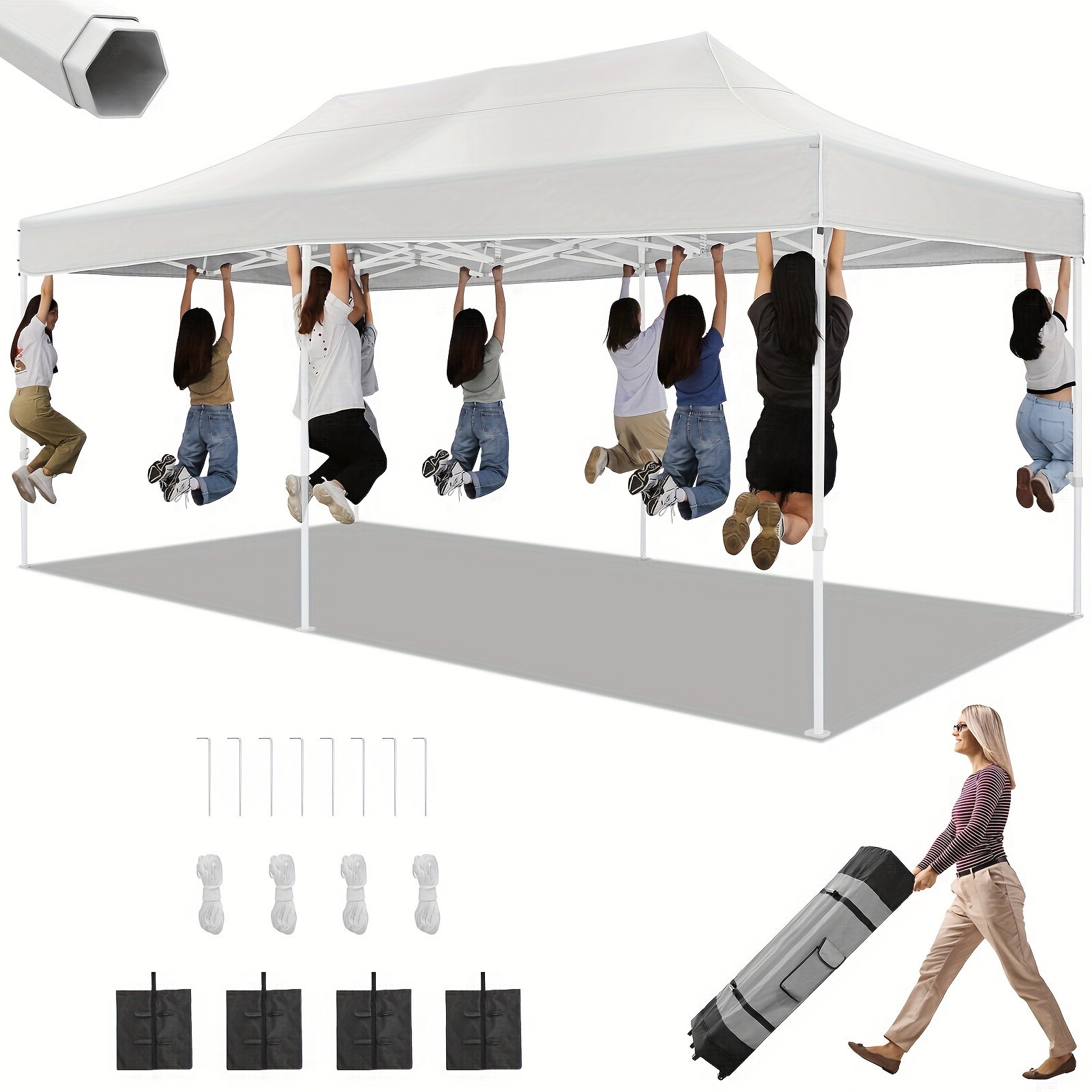 

Tents For Parties, 10x20 Pop Up Canopy Tent Heavy Duty, Commercial Outdoor Canopy Tents For Event Wedding, All Season Wind Uv 50+&waterproof Gazebo With Roller Bag, Thickened Legs