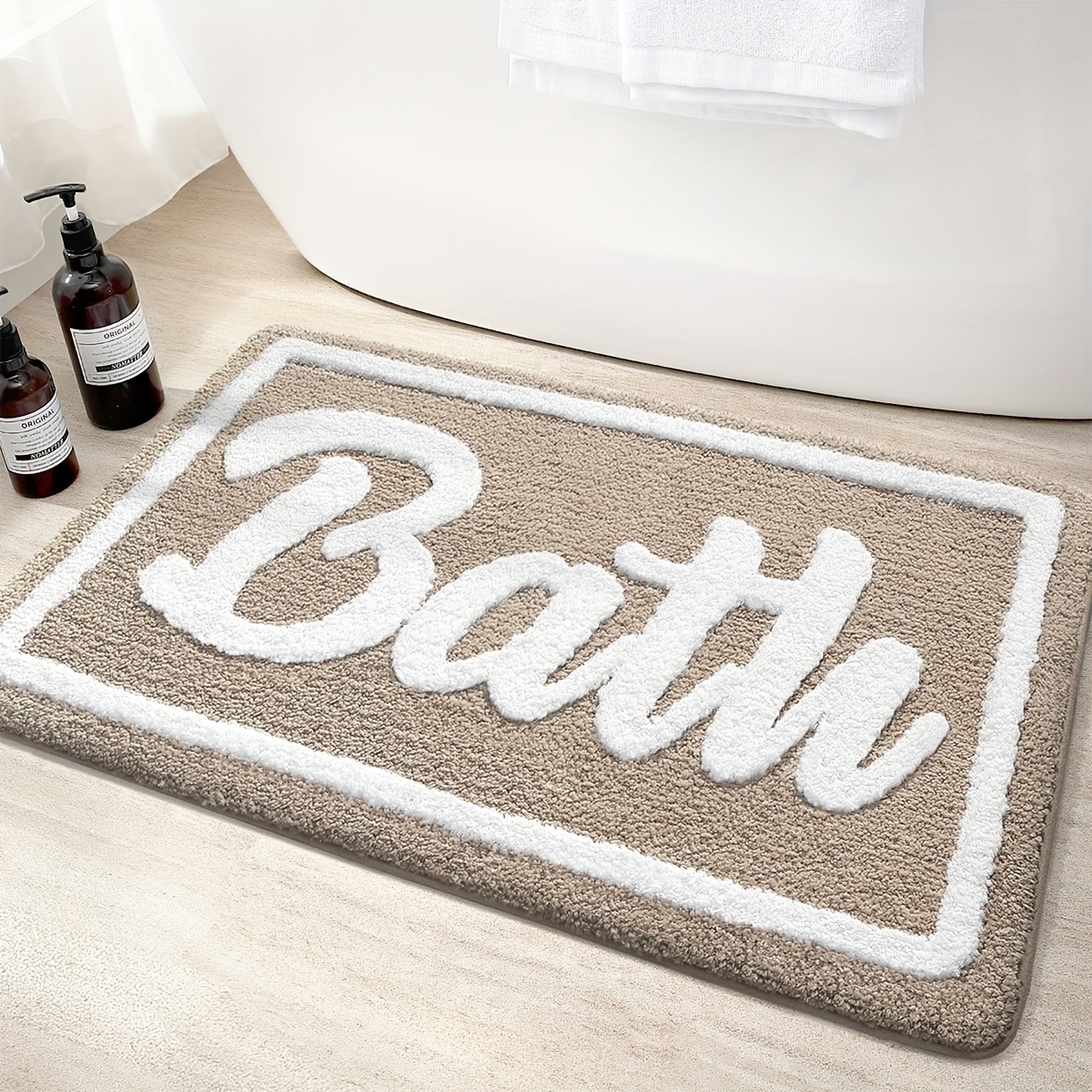 1pc Bathroom Rug Mat, Absorbent Premium Bath Rug, Non-slip Comfortable Bath Mat For Bathroom Floor, Sink, Bathtub, Shower Room, Christmas Decoration Christmas Gift