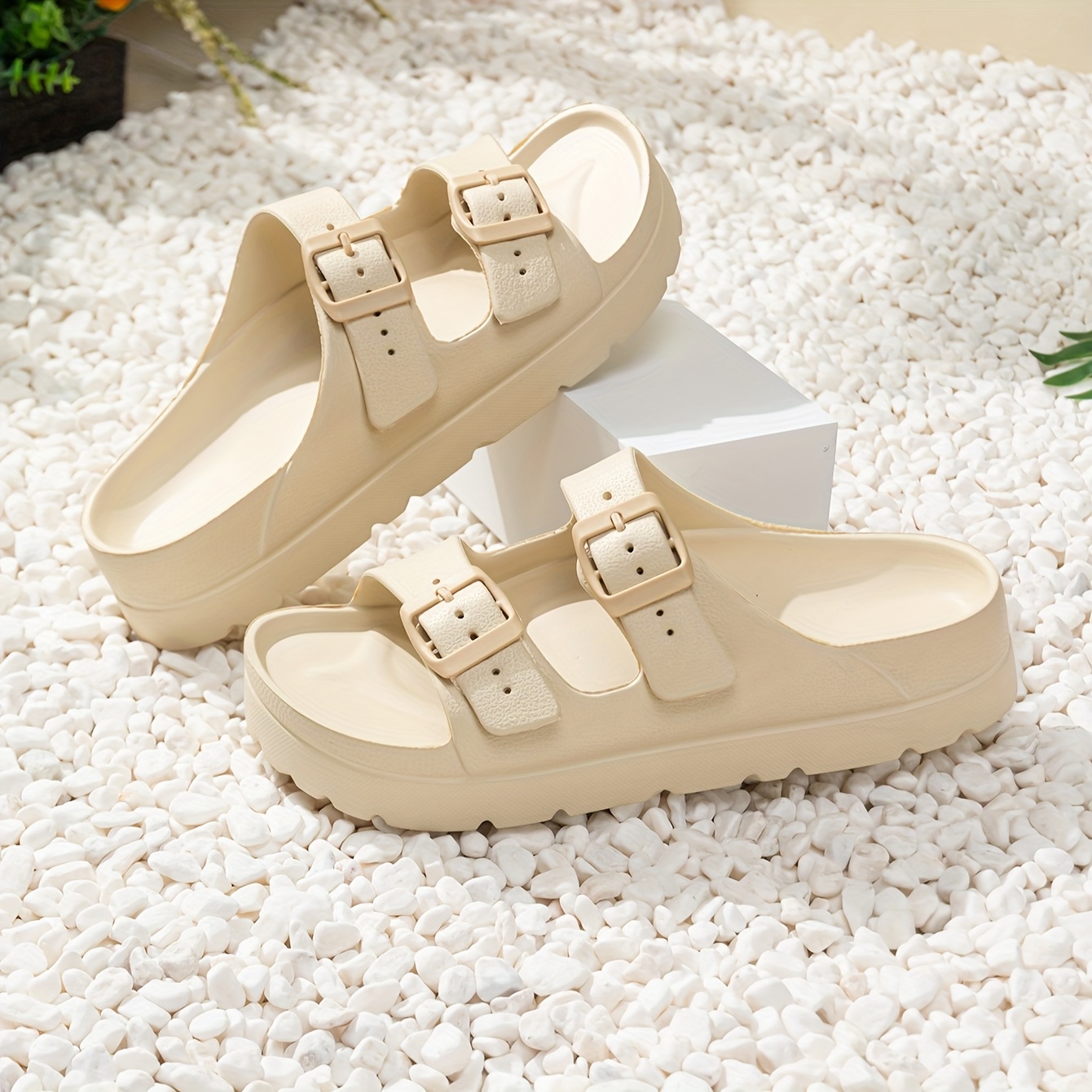 womens eva adjustable double   strap sandals open toe slip on casual shoes with striped design lightweight comfortable   indoor outdoor slippers for beach office daily wear beach footwear elegant slipon durable traction footwear office footwear breathable material   Product details 4
