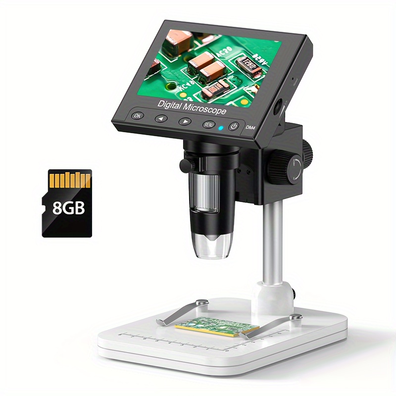 

4.3inch Digital Microscope Magnification Digital Microscope For Adults, Coin Collection Supplies With 8 Leds, 8gb Tf Card