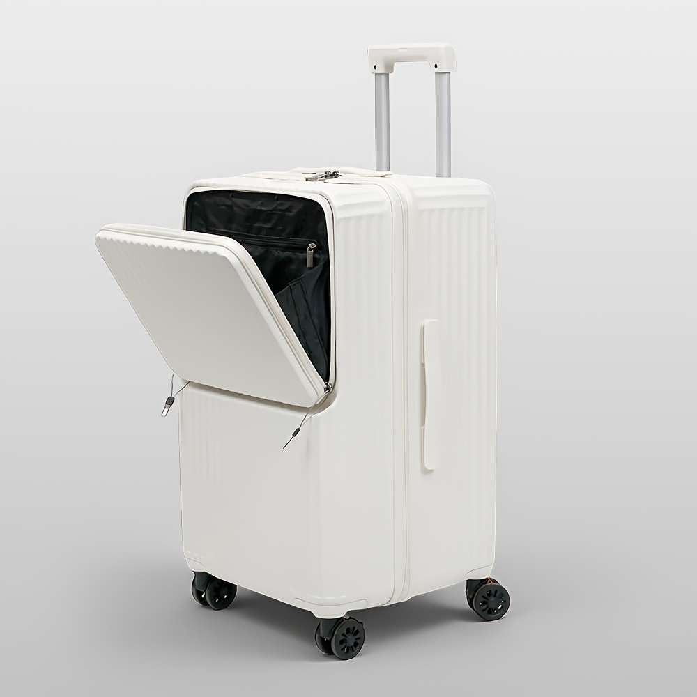 TEMU Wear-resistant Abs Pc Material Front-opening Suitcase Trolley Bag 360 Degree Airplane Wheels Password Lock Unisex Travel Bag Short Long Distance
