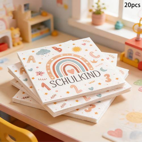 20er- -servietten für die schulanfangssaison, böhmische regenbogen-schmetterling-herz-party-taschentücher für die schulanfangssaison , feiertagsgeschenk, innendekoration, wohnzimmerdekor, gartendekor, heimdekoration, raumdekor, requisiten für den innenbereich, günstige schöne