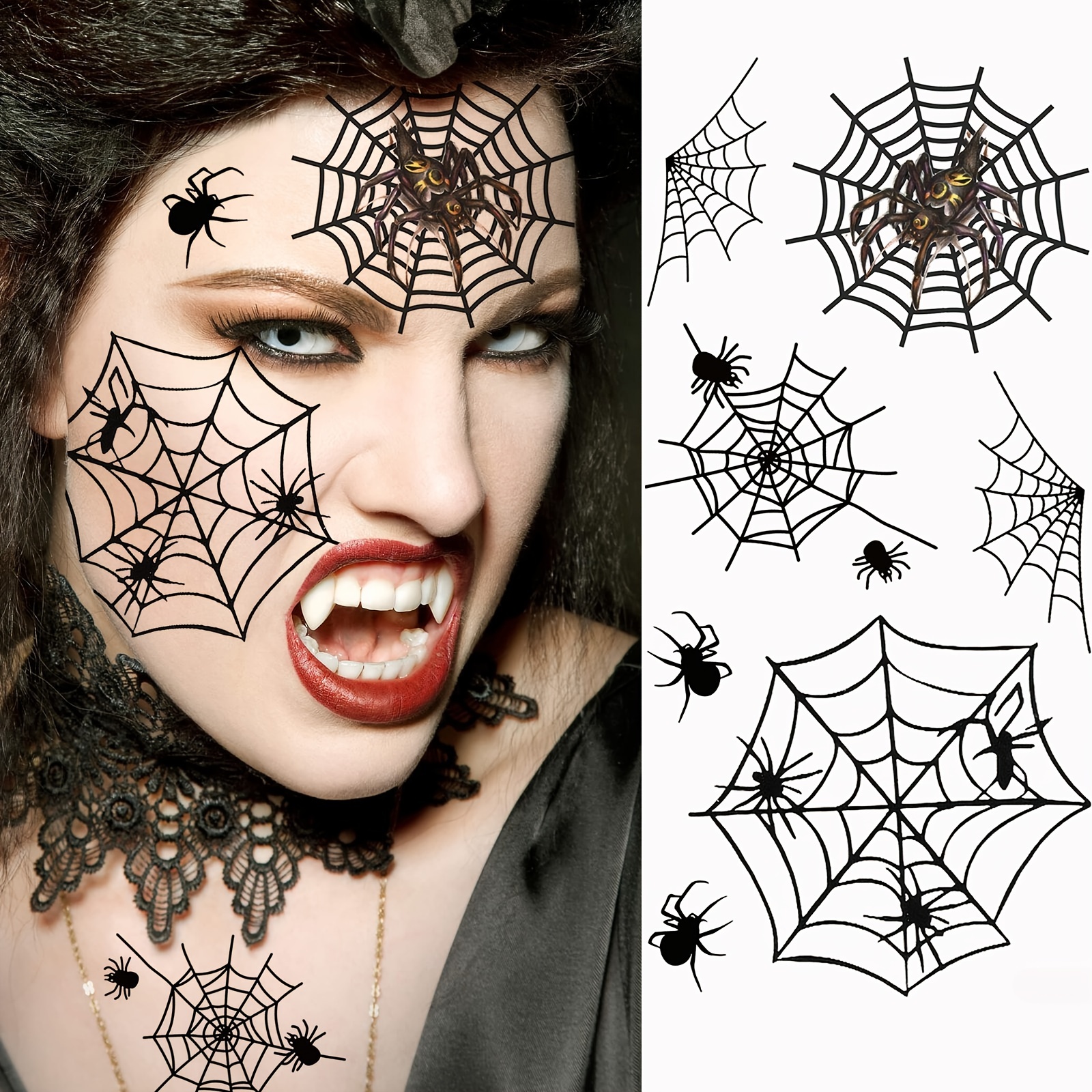 spider web hand tattoo sold on Temu Mexico