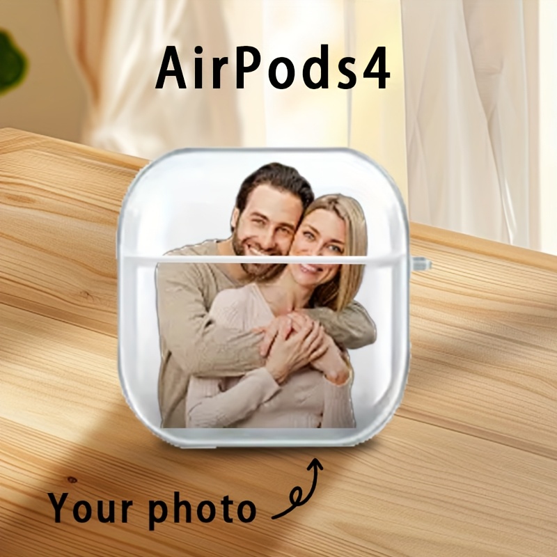 E-shop Personalisiertes transparentes Ohrhörer-Hülle mit Bild, passend für /3/4/Pro/, personalisierte TPU-Schutzhülle, staubdicht und stoßfest,