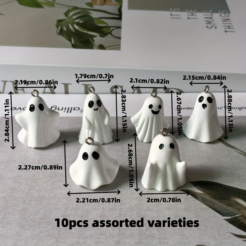 TEMU 2d Flat, 10pcs (10pcs) Pack Suitable For Jewelry Making Findings - White Pendants With Random Styles & Shapes, 2d Flat Charms For Diy Crafts,,