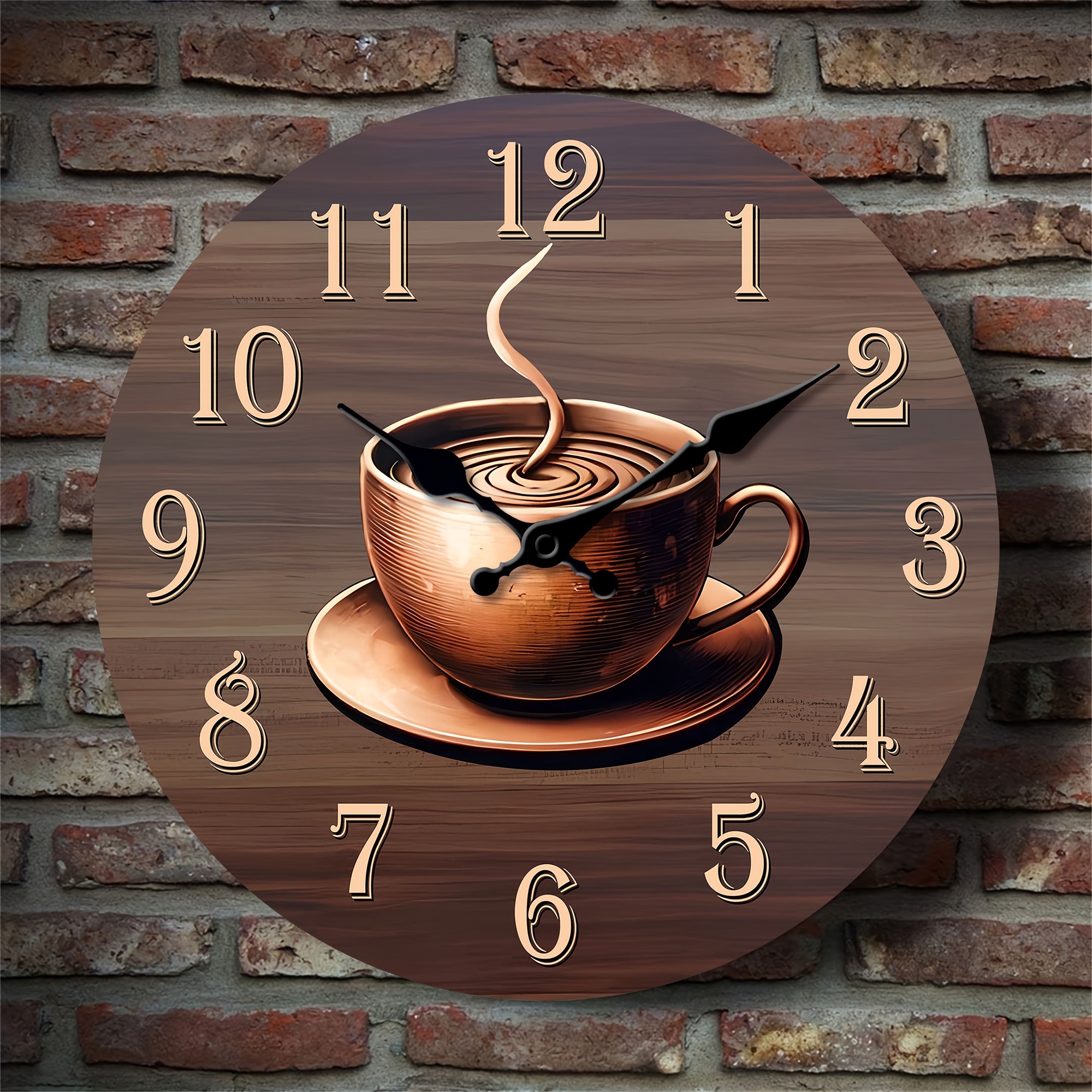 

-themed Silent Wooden Wall Clock - Round, Battery-powered (aa), Living Room, Bedroom, Kitchen & Office Decor