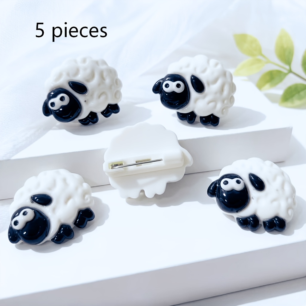 TEMU 5pcs Set - Adorable And Cute -shaped Resin Novelty Pin Badges For Women | Suitable For Collars, Scarf Pins, Bags, Clothing Buttons, And As A