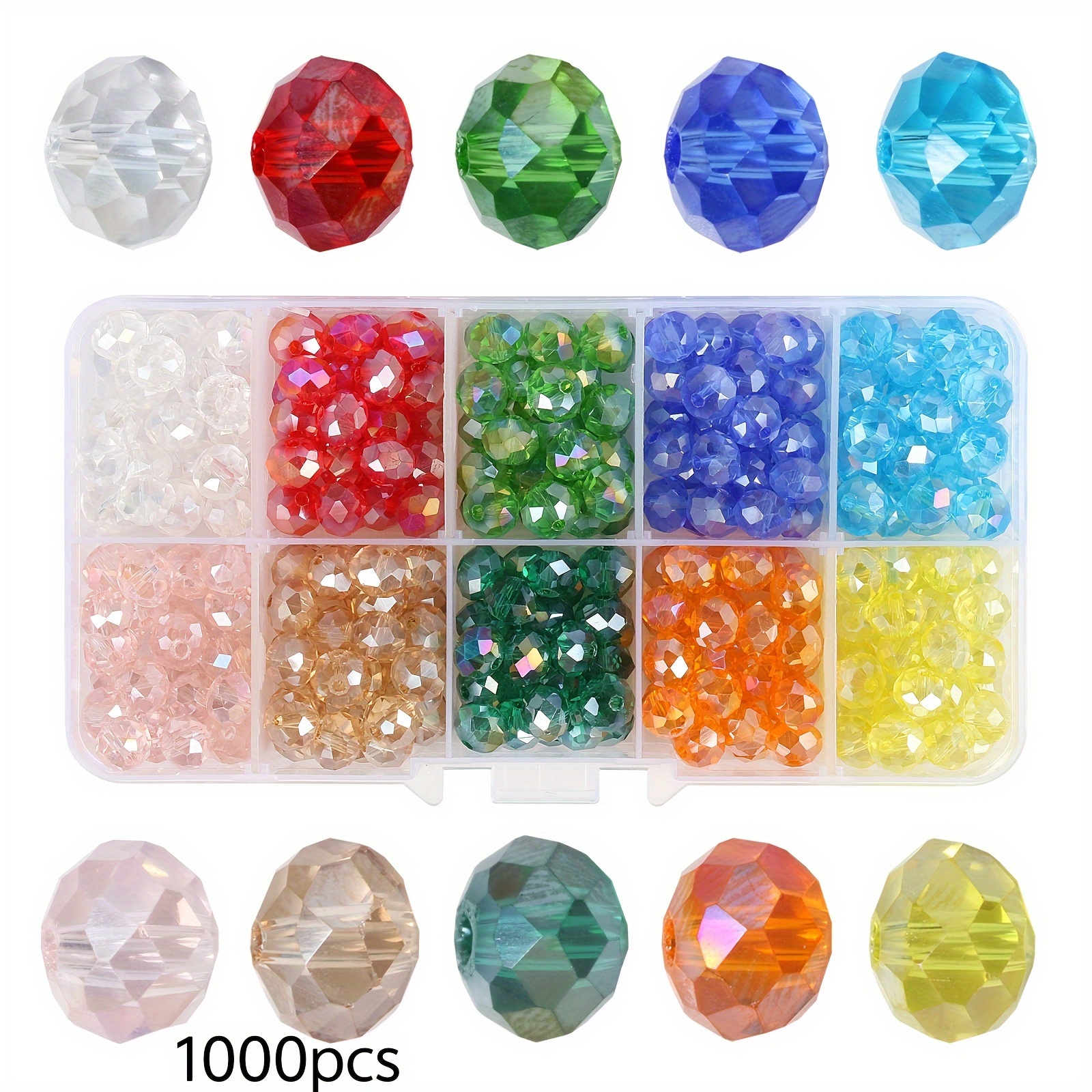 TEMU 1000pcs 4mm 10-compartment Box - Beads And Glass Beads For Making, Necklace Bracelet Earring Jewelry Accessories Materials, Beading And Jewelry