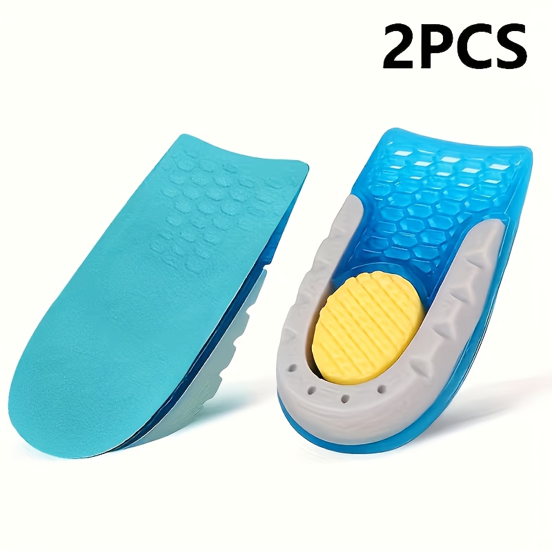 Image of 1 Pair Gel/honeycomb Silicone Height-increasing Insoles/shoe Inserts/liners - Shock-absorbing Heel Cushion, New Invisible Sports Half-size Height Boost, Unisex