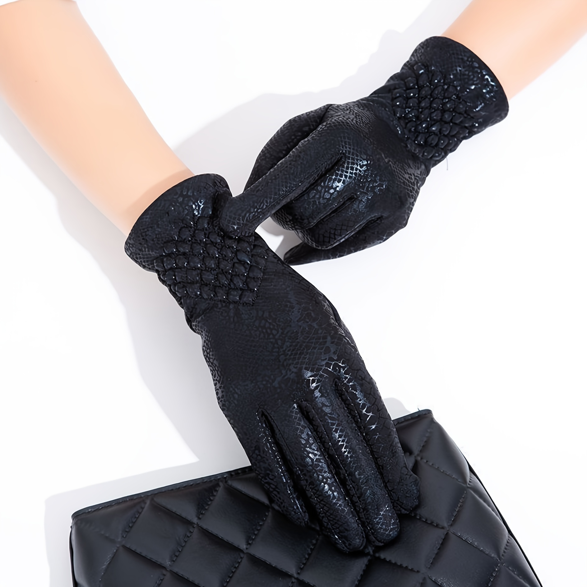 Women's Autumn/winter Windproof Warm Cycling Gloves, Touchscreen Ski Gloves, Snake Pattern Windproof Gloves, Unisex Driving Gloves