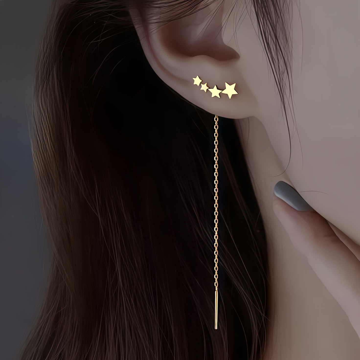TEMU Anti-allergic Stainless Steel Earrings, 18k Plated, Anti-fade, , Exquisite, Simple And Fashionable, Korean Style Draped Women's Earrings For