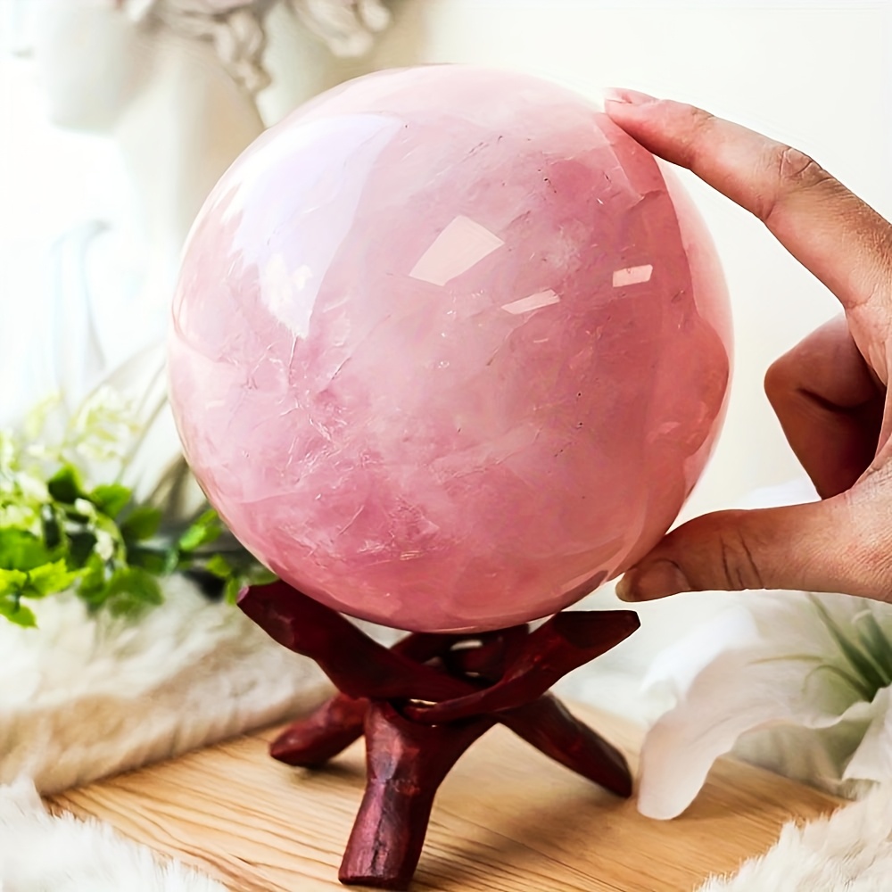 TEMU 1pc Large Quartz Sphere, Perfect Spherical Crystal Crafts, Home Decor, Statue Ornaments, Additions, Romantic Crystal Stones, Excellent Crystal