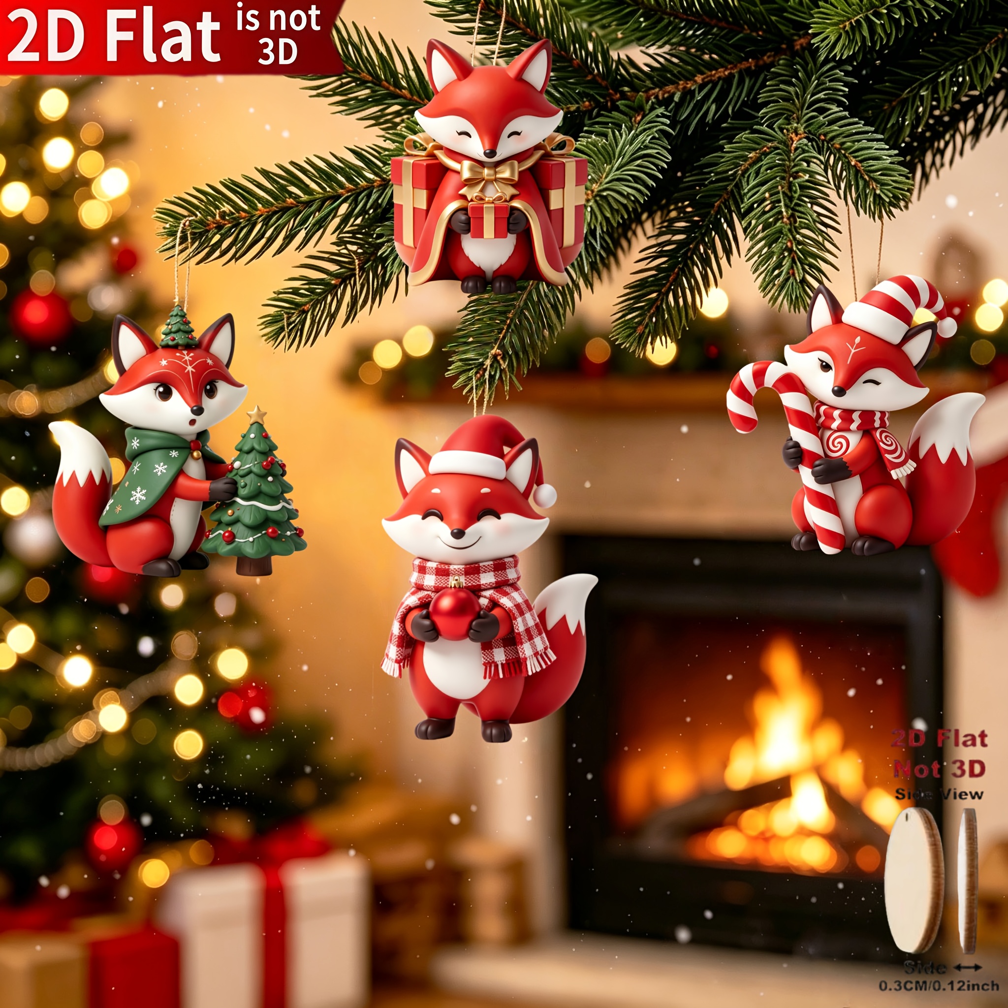 TEMU 2D Plat, 10pcs de Mignons de Noël, Décorations d'Arbre de Noël, Décorations de Fêtes à Accrocher au Mur, Parfait pour Thanksgiving, Décorations