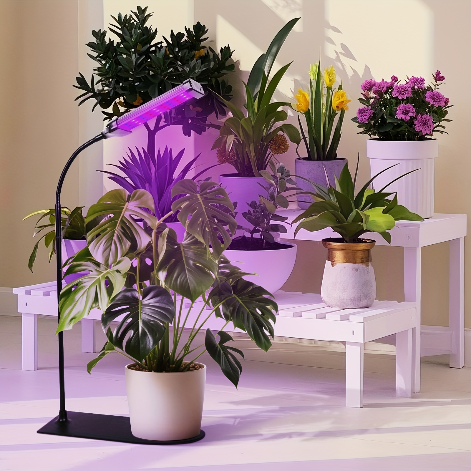 TEMU A Plant Growth Lamp That Provides Lighting For Enhancing Of And Flowers, Featuring A Timer And Adjustable Modes In Red, Blue, And White For