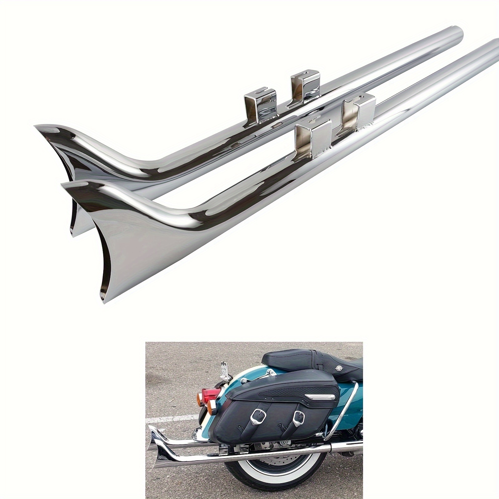 

36 Inch Fishtail Exhaust For Harley Davidson Touring Models 1995-2016, For Flhr, Streetglide, Flhxs, Ultra Limited, Electra...chrome