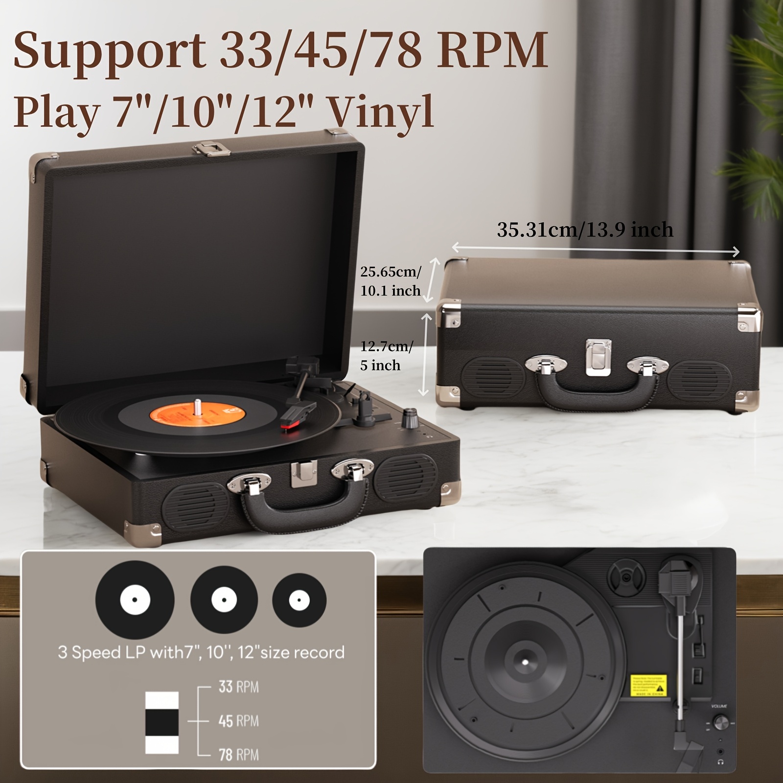 vintage gramophone vinyl record turntable Temu Italy