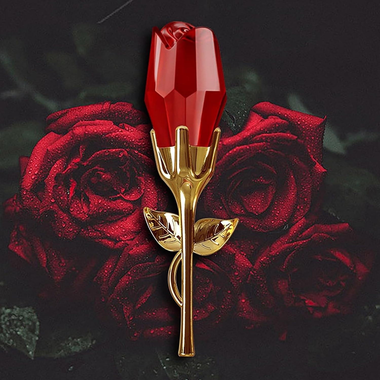 Ženski parfem u obliku ruže - Dugotrajan 12H svjež cvjetni miris, elegantan crveni i zlatni luksuzni dizajn, Midnight Rose/Paris Love Series, idealan poklon za vo i blagdane, siguran za osjetljivu kožu, uključena elegantna poklon kutija (tekući parfem)