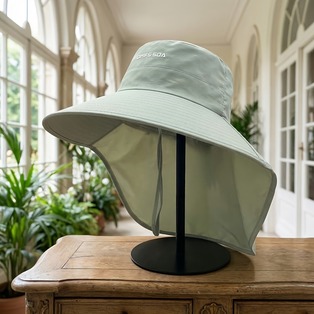 TEMU A Summer Fishing Hat For Women Featuring An Adjustable Chin Strap, A Hole For Ponytails, And A Wide Brim, Perfect For In The Summer, In Colors